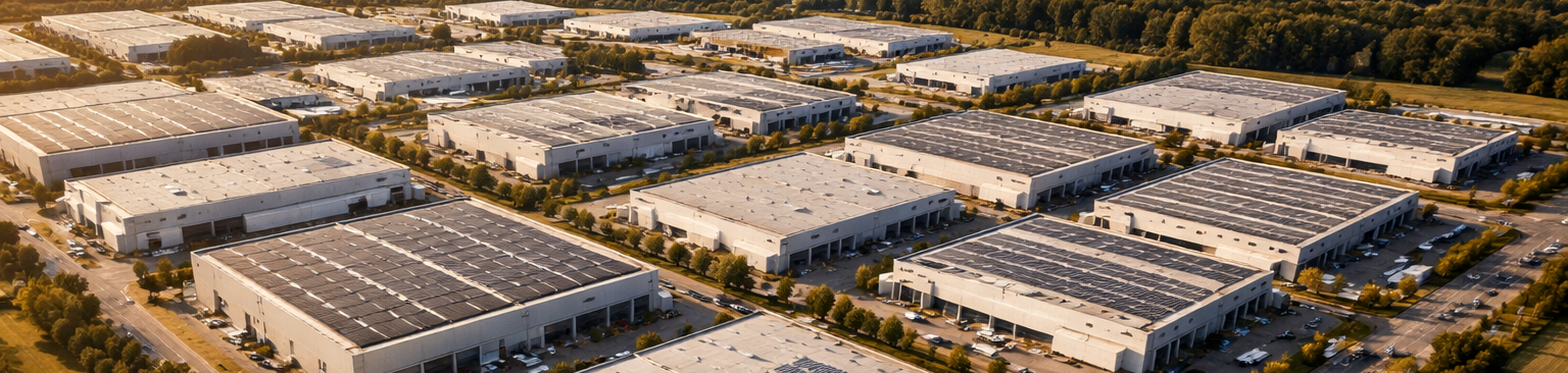 Moderner Industriepark im Abendlicht – Panorama