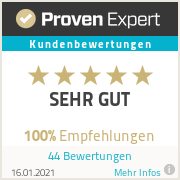 ProvenExpert Bewertungs­siegel markstein – SEHR GUT